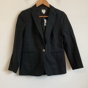 J.Crew Women's One‎ button Linen Blazer Petite 2 Black Color
